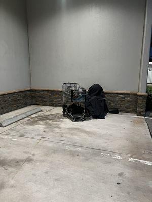 Homeless always sleeping outside the door