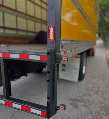 Box truck outfitted with LED Outline Marker Lights and LED motion sensor outline marker light.