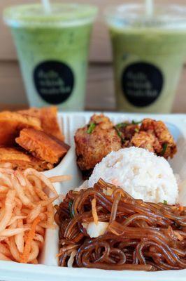 The banchan at Mama Woo's is always delicious! Veggie Plate, no rice!