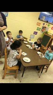 Having fun in class with my parent participation day!