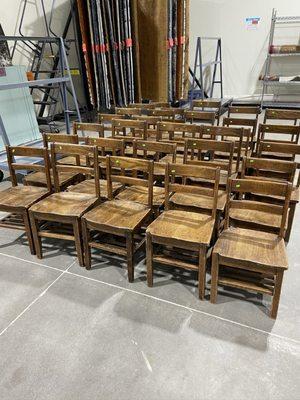 Oddities like lots of school house chairs