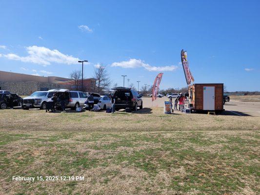 This is facing away from the vendors, but it is the first thing you will see.