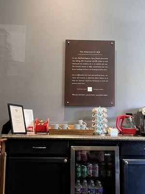 Cute little snack area for guests