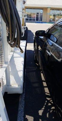 3 workers park truck and trailer along side vehicle blocking driver side entrance while on duty. Terrible