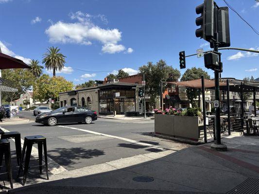 Corner of Main Street and University Ave.
