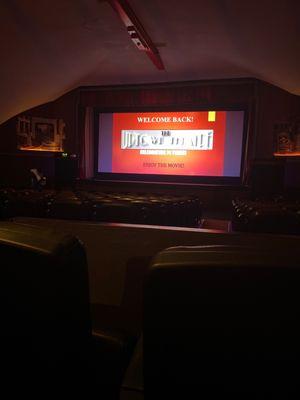 Big screen, nice sound. Vintage feel with new, comfy seats.