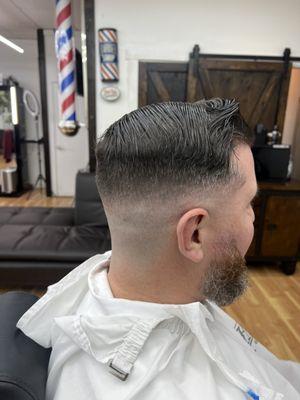 Combover mid fade