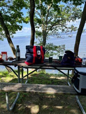 Our view from the picnic table we found. Pretty awesome right? Go early!