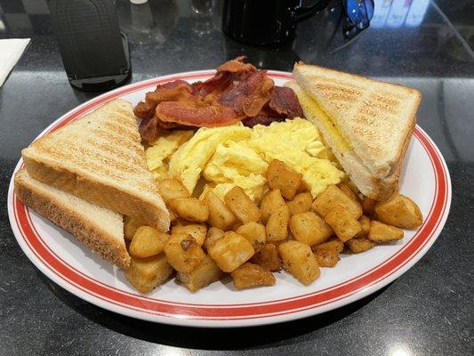 #2 scrambled with white toast & bacon