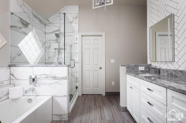 Beautiful Modern White and Grey Bathroom Remodel