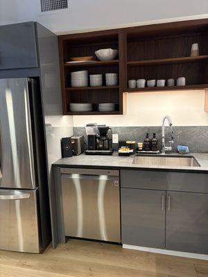 Kitchen appliances and coffee maker.