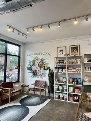 cutest little mural on the wall & sitting area