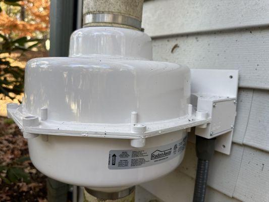 Replacement radon fan that Ric installed same day I called