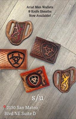 Our newest collection. Ariat wallets and knife sheaths.