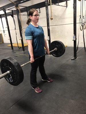 Dana doing a deadlift.