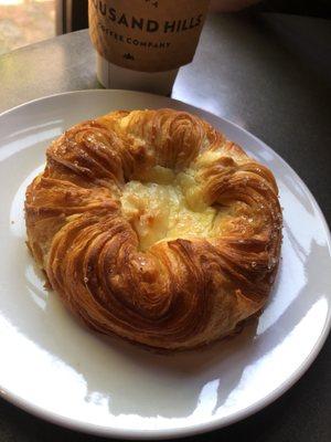 Cheese Danish - I asked "if I were to walk out of here and get by a car- what would I need to eat" haha