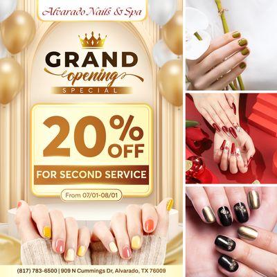 GRAND OPENING SPECIAL
20% OFF Second Service
From 07/01 - 08/01