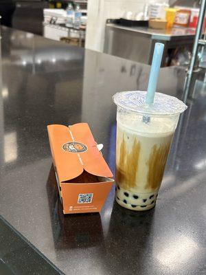 Brown sugar milk tea Mr. Cow Classic K-Corn Dog