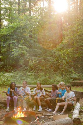Campers enjoying a Tuesday Night Campfire!
