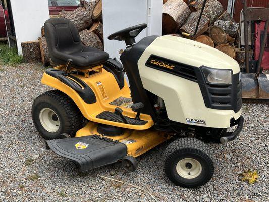 Client brought this riding mower in for a surging condition. We found the carburetor float angle to be out of spec but now she's ready to go