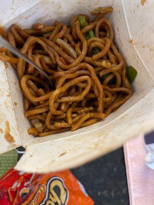 Lomein without the shrimp I paid extra for.