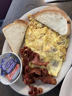 Western omelette with sourdough toast and bacon!