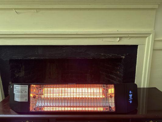 Getting mounted inside the fireplace.