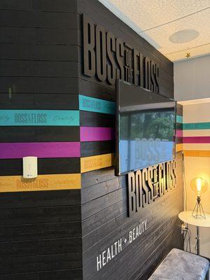 Dimensions logos plus wall striping for Health and Beauty company