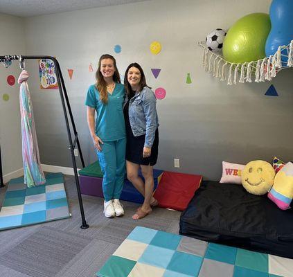 Rachel McDaniel MOTR/L and Owner, Angie Fariole celebrating their partnership to provide high quality occupational therapy services.