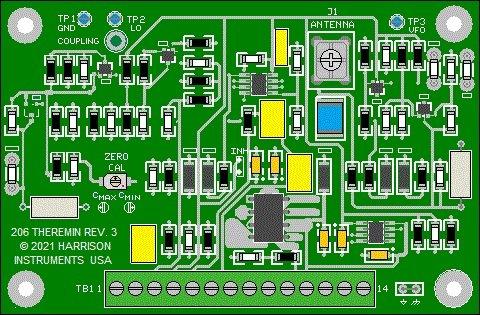206 PITCH THEREMIN PRINTED CIRCUIT MODULE FOR OEM APPLICATIONS
