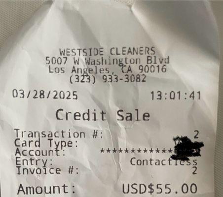 Receipt and the horrible repairs