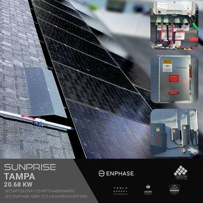 Tampa, FL - Solar Installation by Sunprise - Enphase Micros with Aptos Solar Panels.