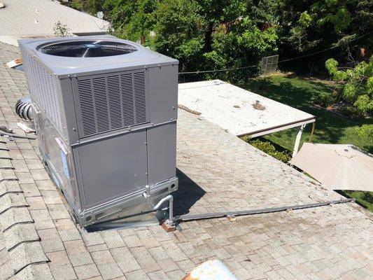 New carrier roof gas package system is installed.