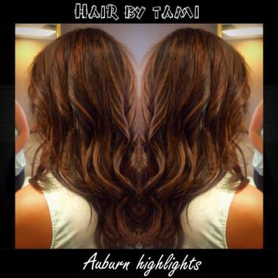 Auburn highlights by stylist Tami Sharp