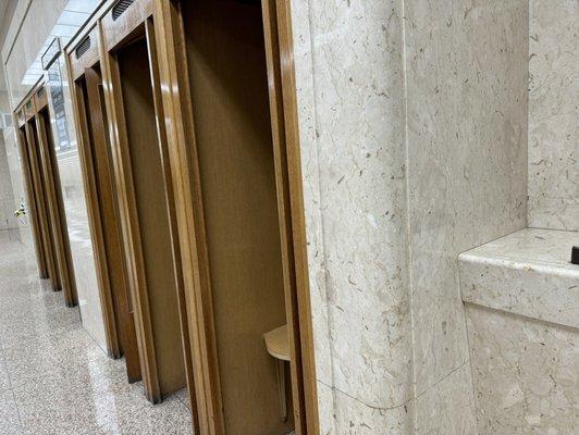 Old phone booths no phones inside