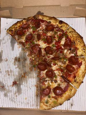 Beef, Pepperoni, Onion and Pepper Pizza