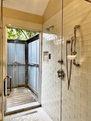 indoor/outdoor cottage shower