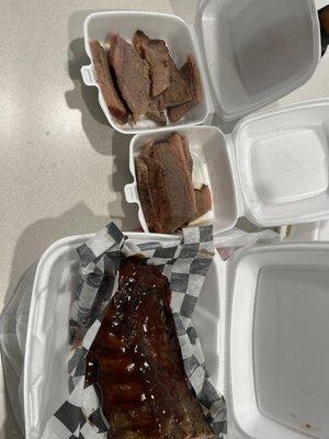 Ribs and brisket!! Not good