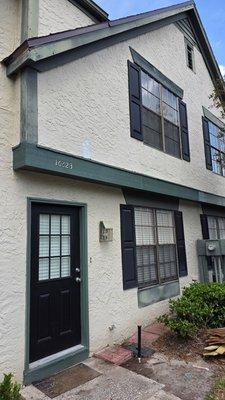 Front wood with address needed repair and painted.