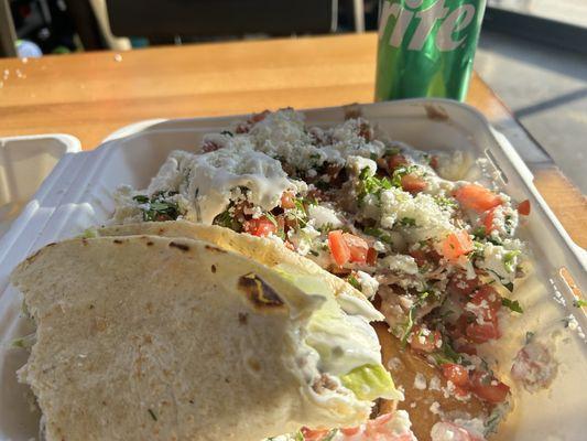 Nachos and part of a quesadilla.