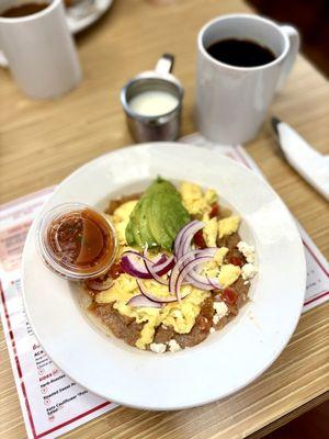 Health breakfast bowl with scrambled egg choice