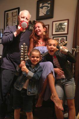 Having fun in the music studio with sleigh bells, bull horn, guitar and vocals:)