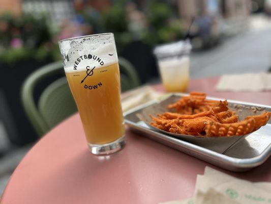 Hazy IPA (fries from the food hall across from them)