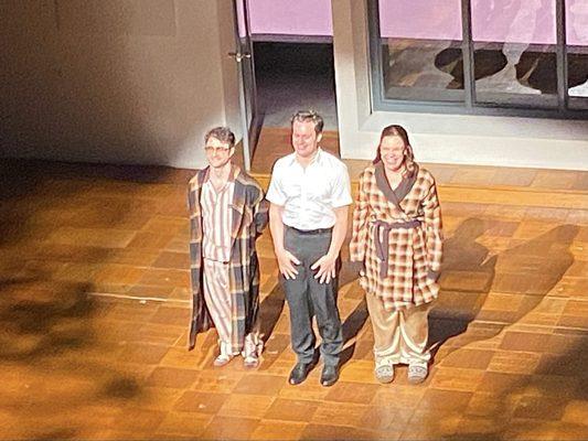 Daniel Radcliffe, Jonathan Groff, and Lindsay Mendez take their bows.