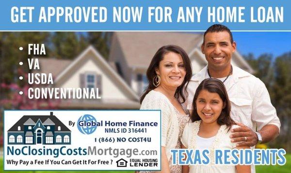 Get Approved Now For Any Home Loan with NO Lender Fees
