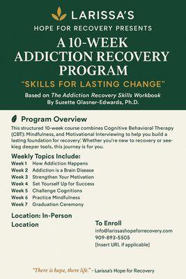 Addiction Recovery 10 week personalized program.