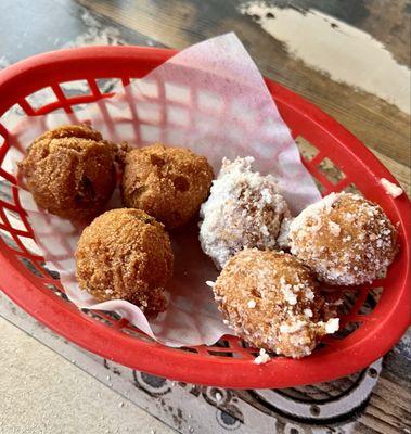 Hush puppies and corn fritters.