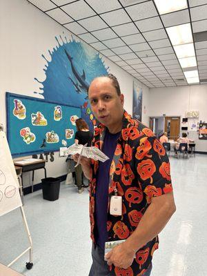 Mr. Peña taking his bat for a walk.