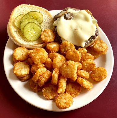 Swiss Mushroom Burger with Round Abouts