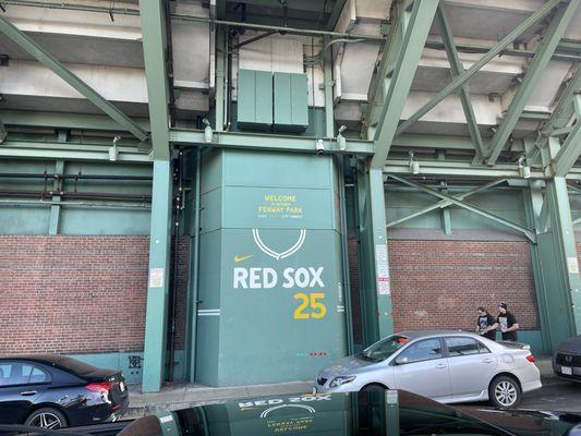 As you walk out the front door!